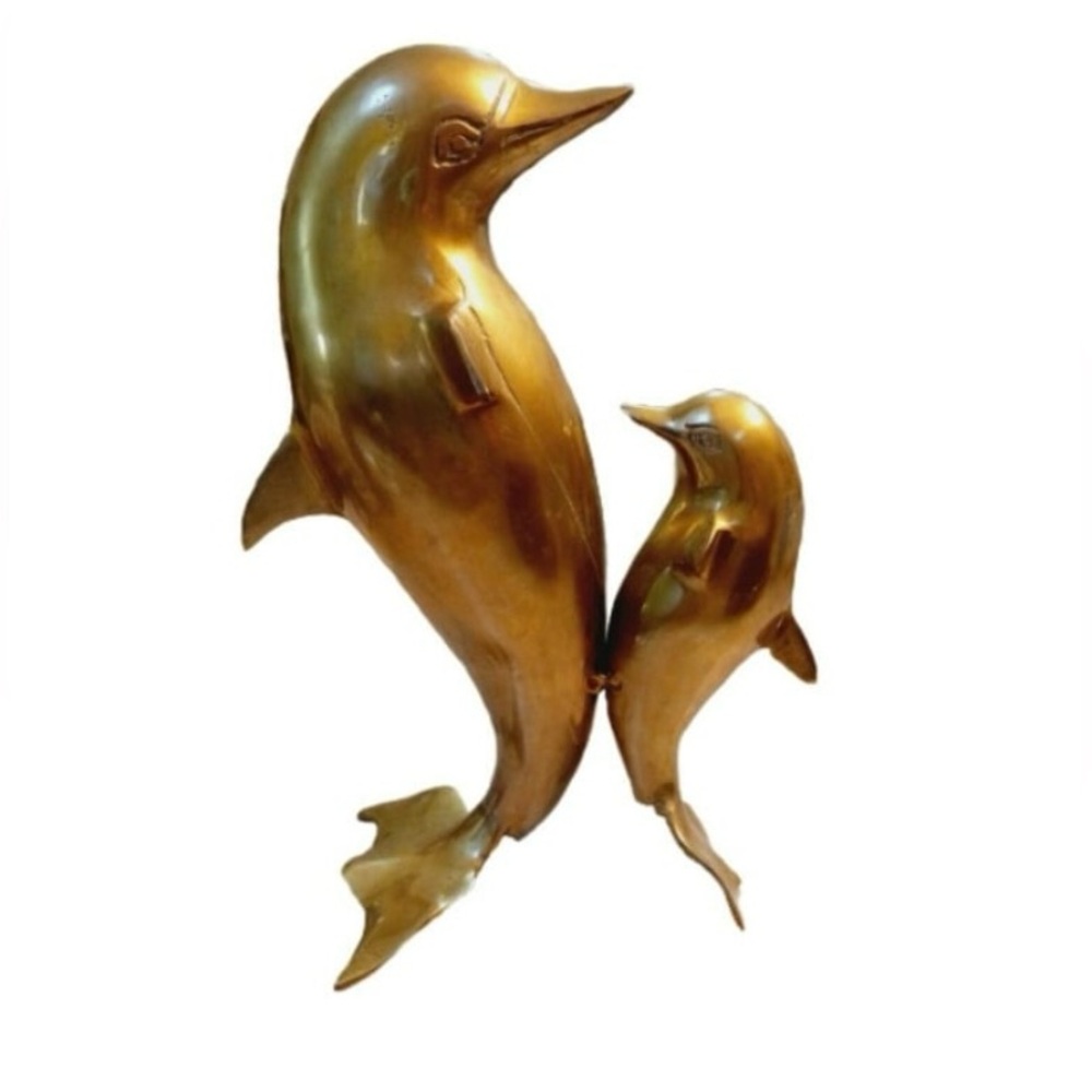 Dolphin solid brass figurine 12”